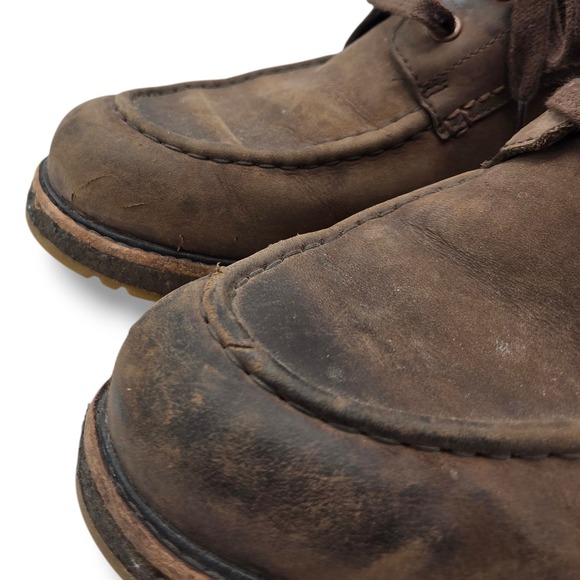 UGG Merrick Boots Mens 10 Brown Waterproof Leather Mid SCUFFED - Picture 7 of 11